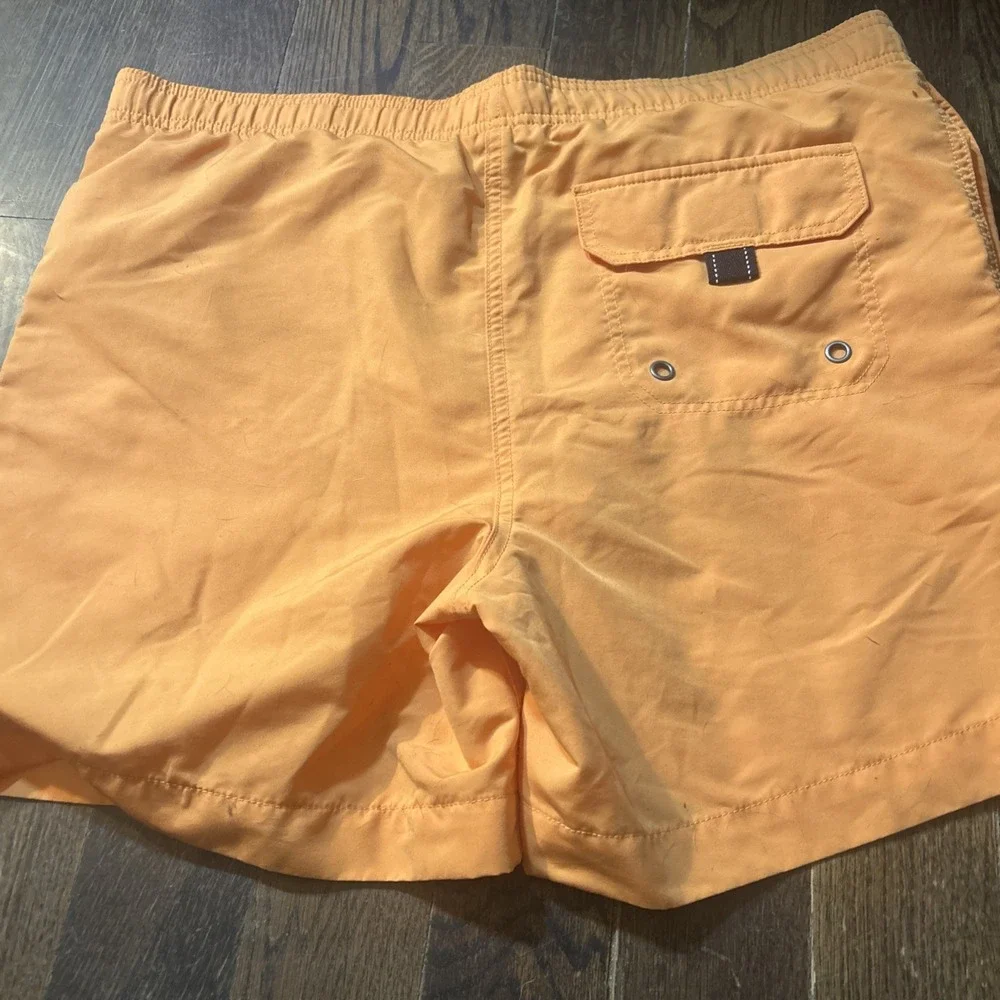 Lands End Mens‎ Swim Trunks Orange Mesh Lined Pockets Size Medium 32 34 Casual